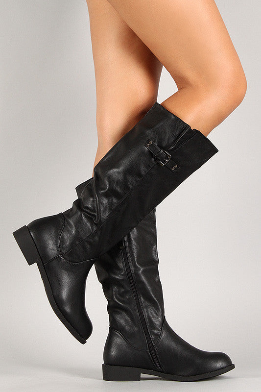 Buckle Riding Knee High Boot
