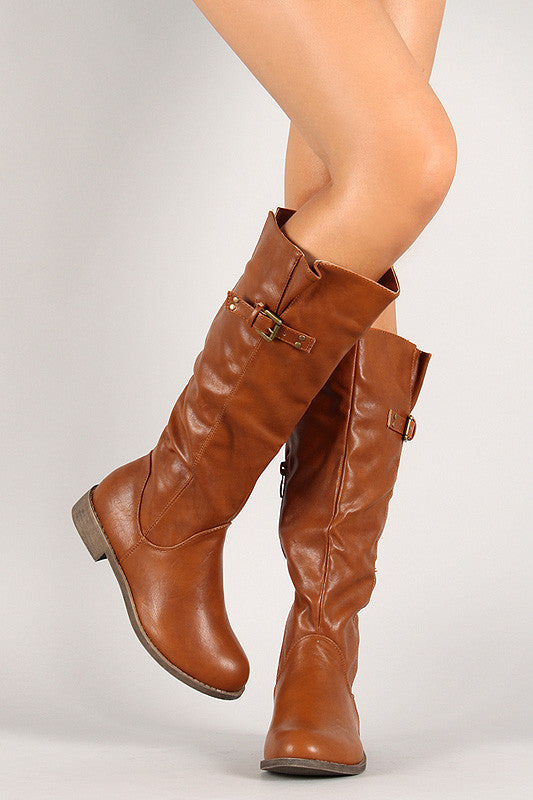 Buckle Riding Knee High Boot