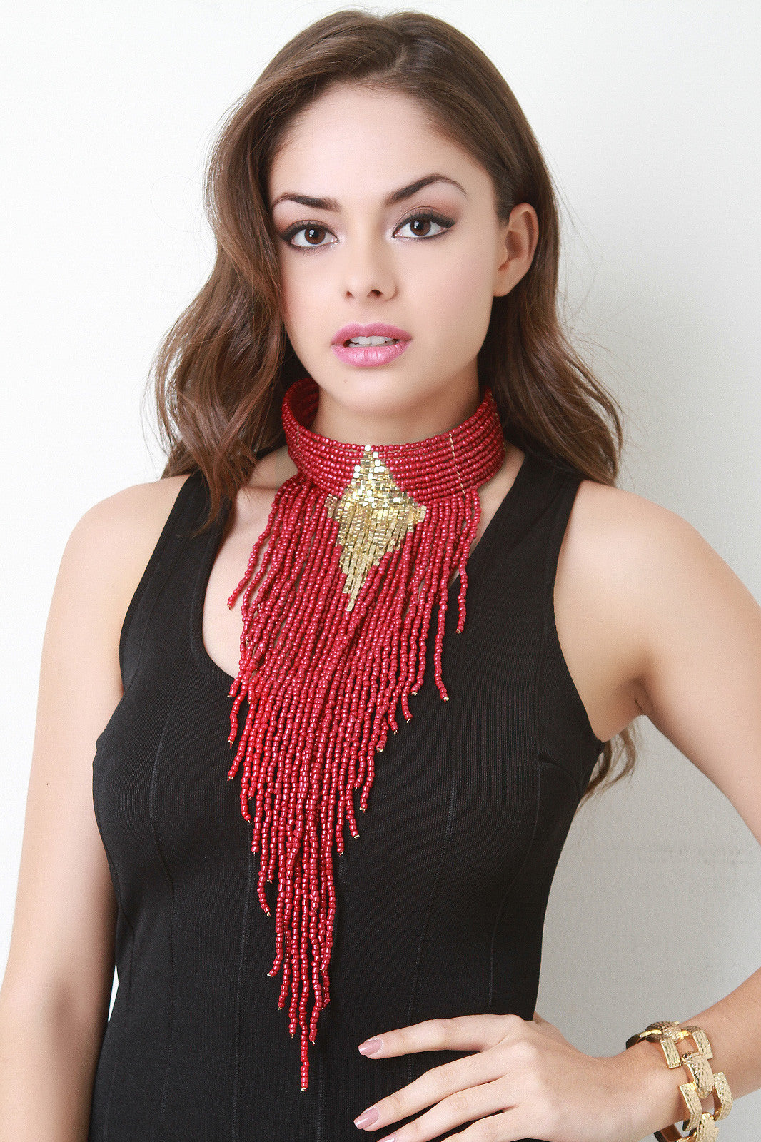 Beaded Fringe Bib Choker