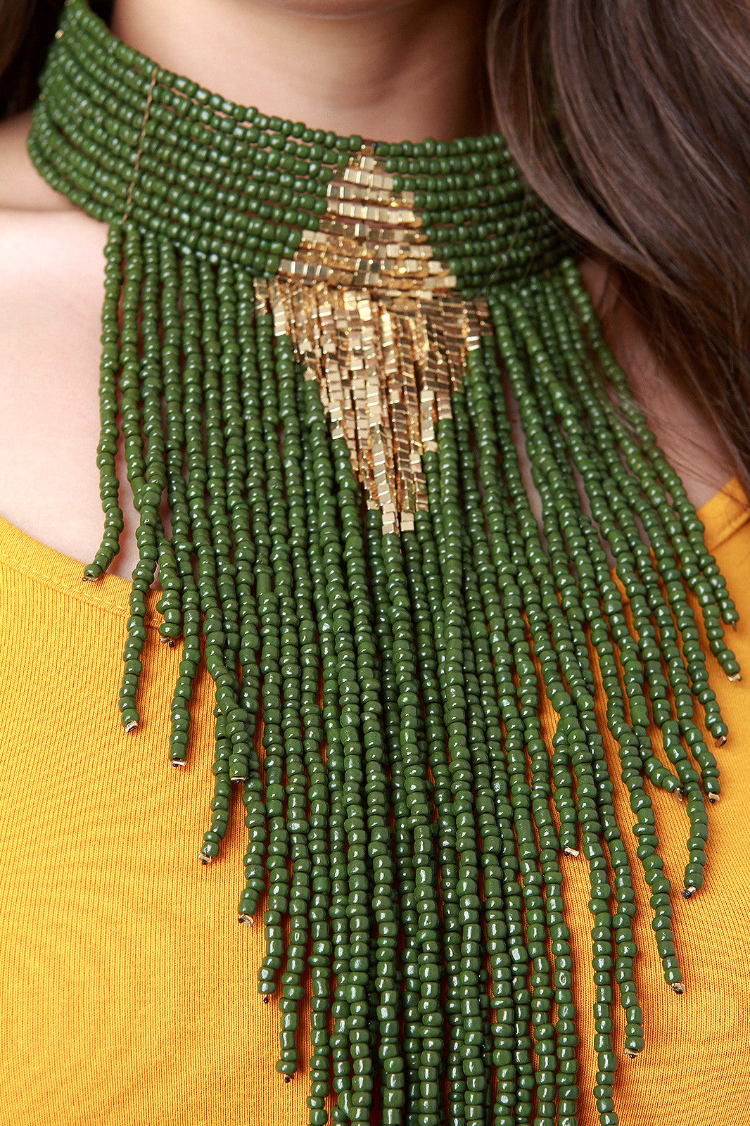 Beaded Fringe Bib Choker