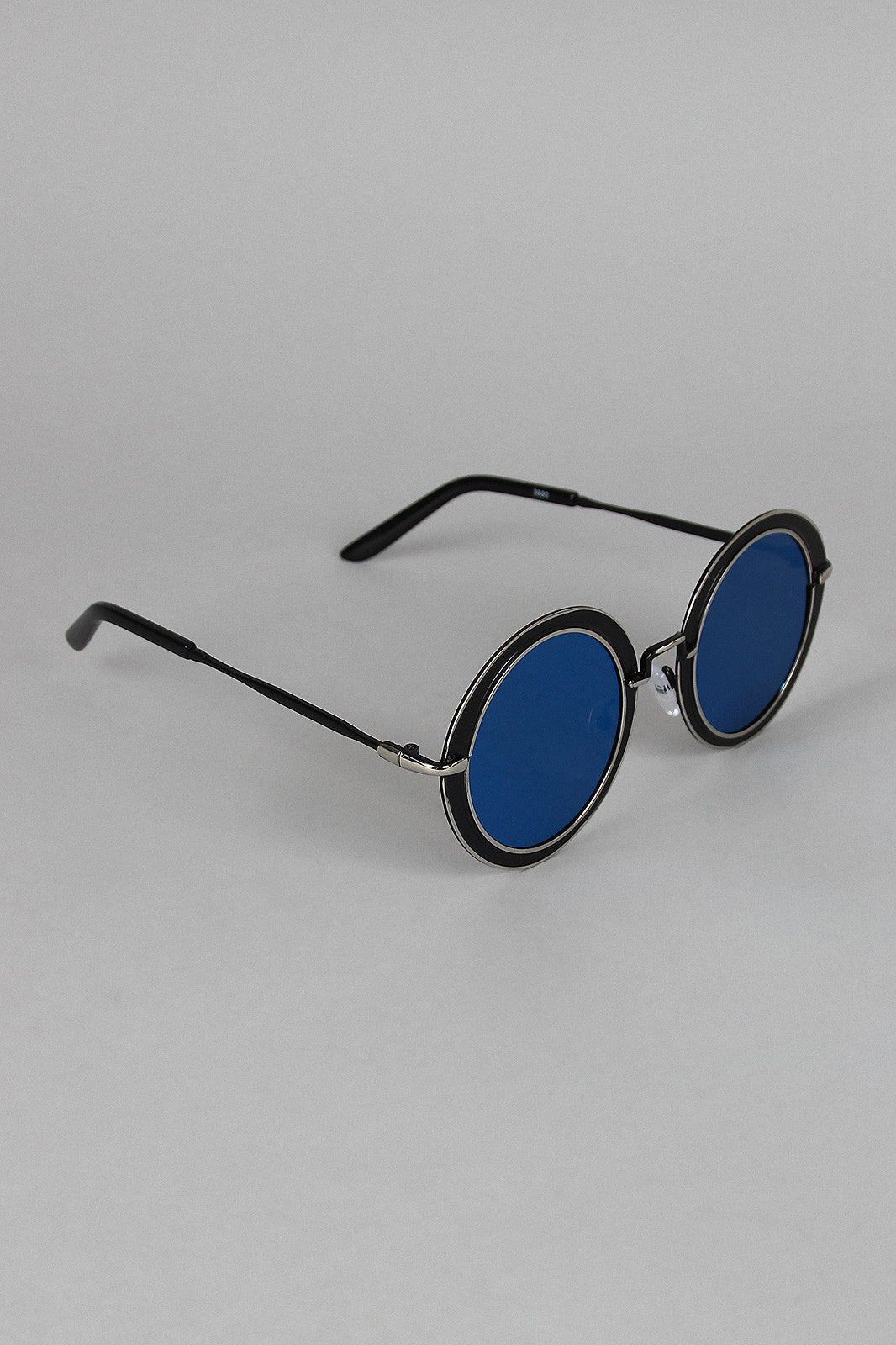 Metallic Trim Round Frame Sunglasses
