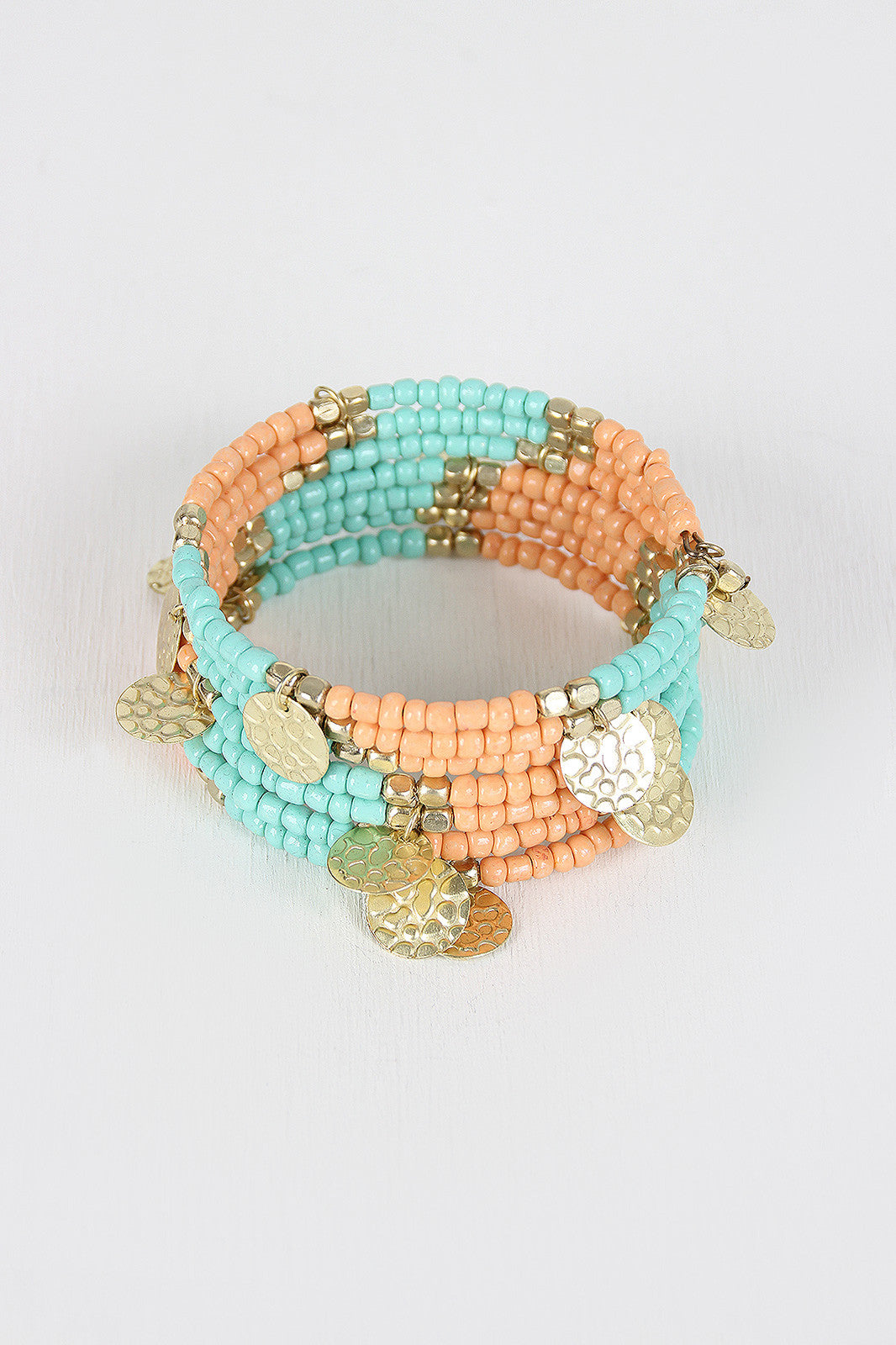 Beaded Wire Coil Bracelet