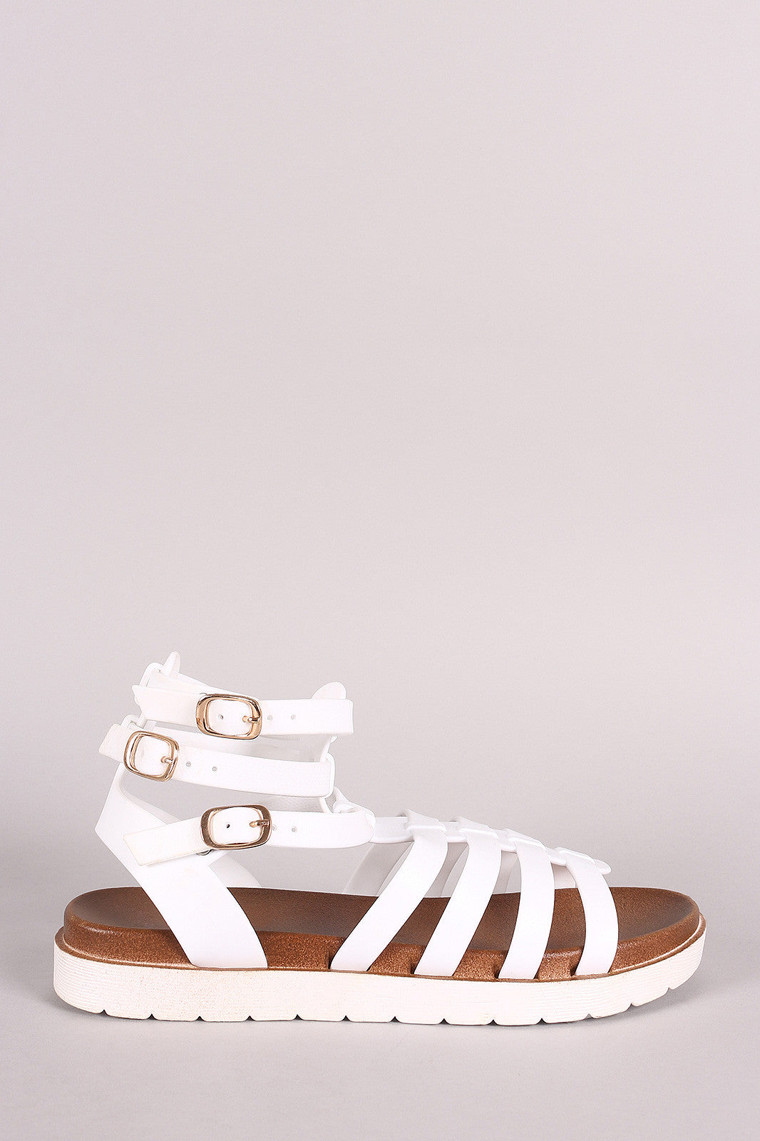 Buckled Gladiator Jelly Footbed Flat Sandal