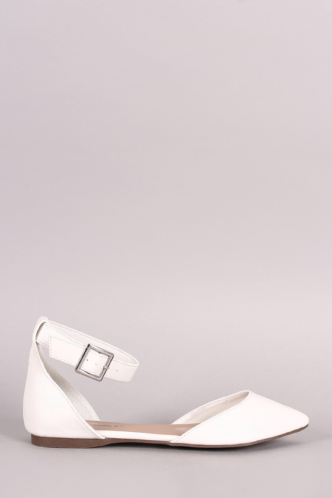 Breckelle Ankle Strap Pointy Toe Dorsay Flat