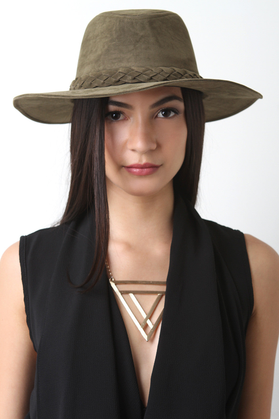 Suede Safari Fedora Wide Brim Hat