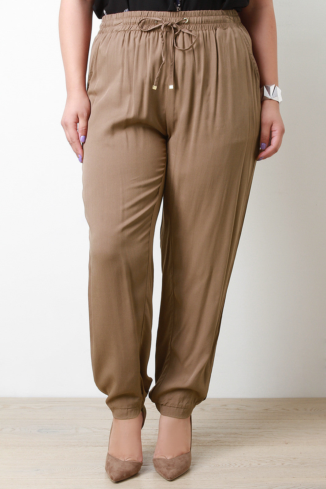 Zip Pocket Drawstring Baggy Jogger Pant