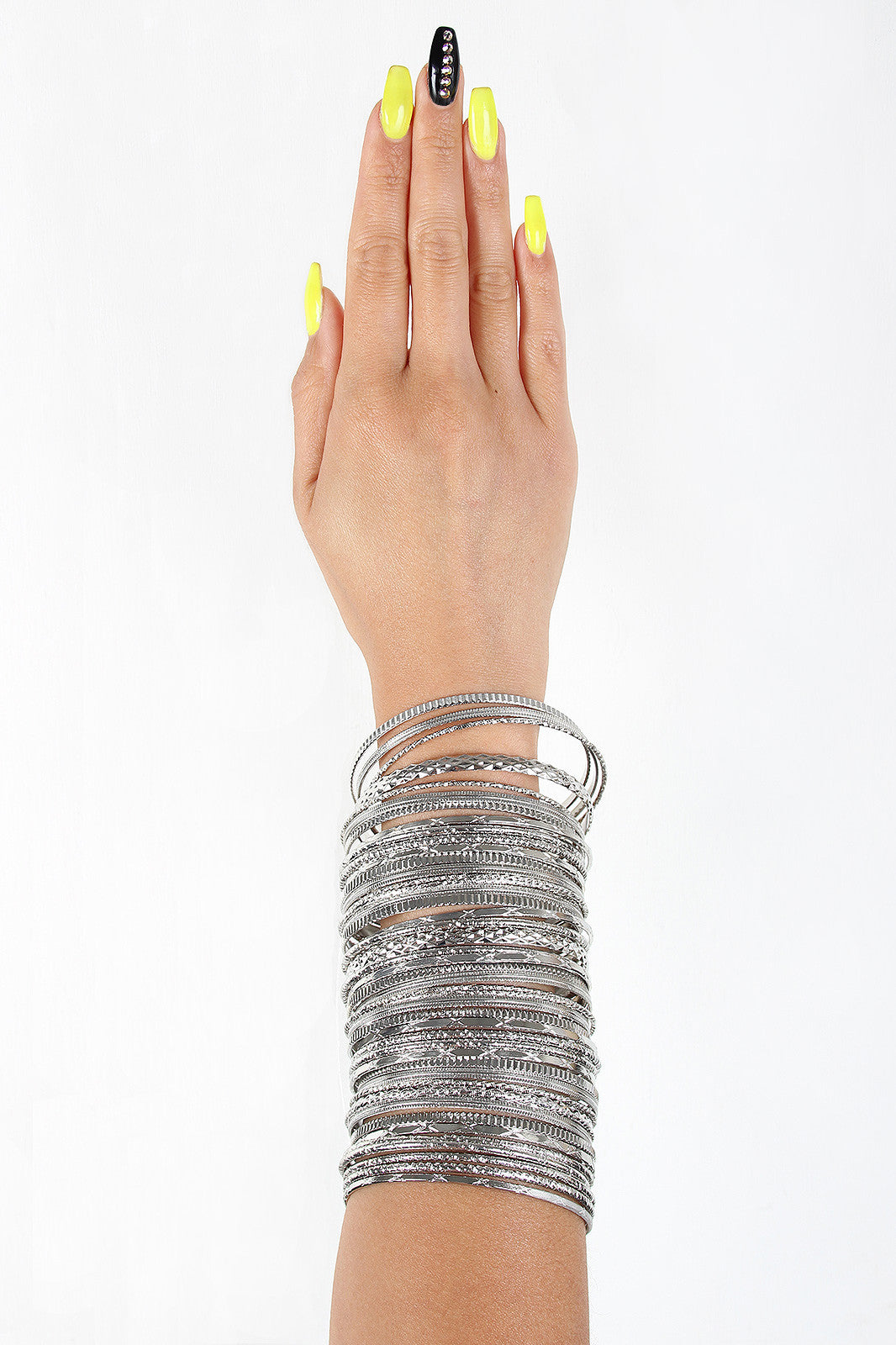 Line Etched Multi Bangle Set