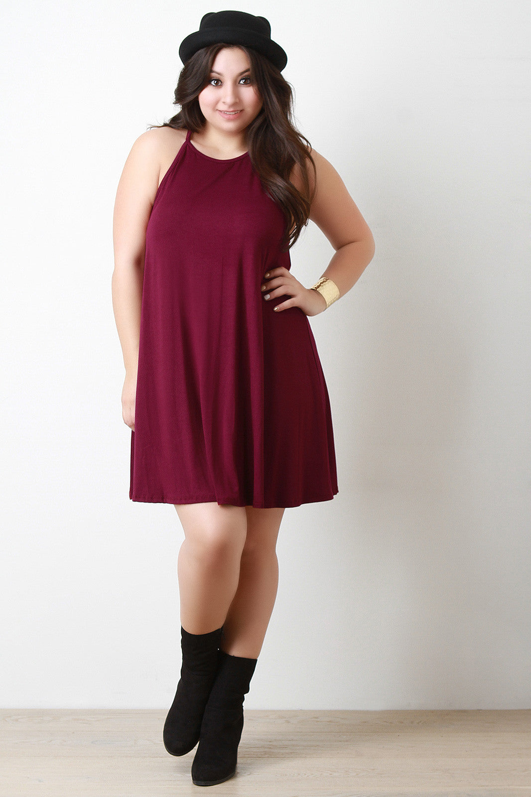 Basic Jersey Knit Sleeveless Shift Dress