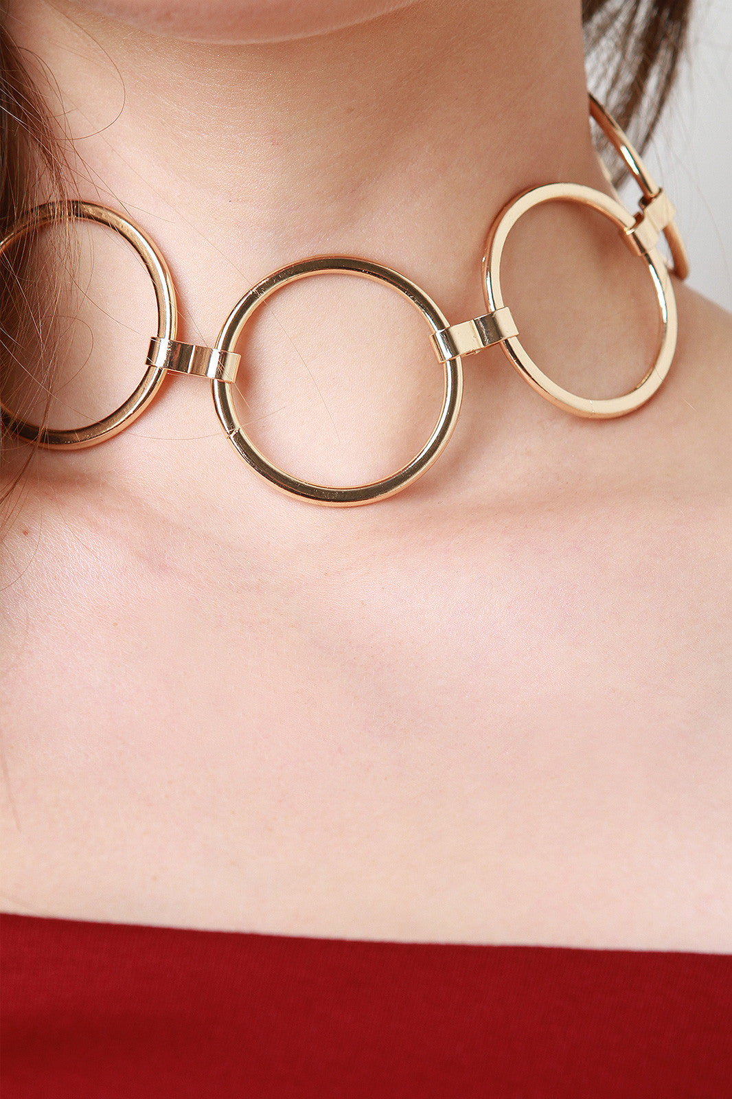 Modern Open Circle Choker Necklace Set