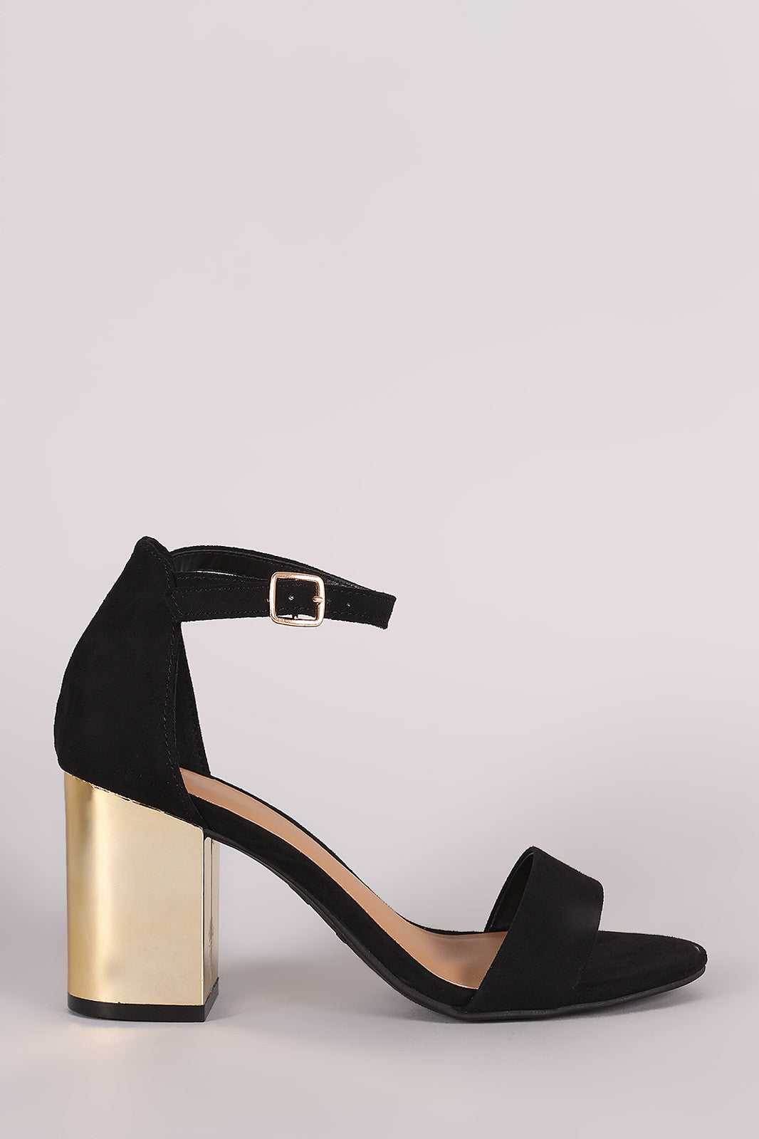 Bamboo Open Toe Reflective Chunky Heel