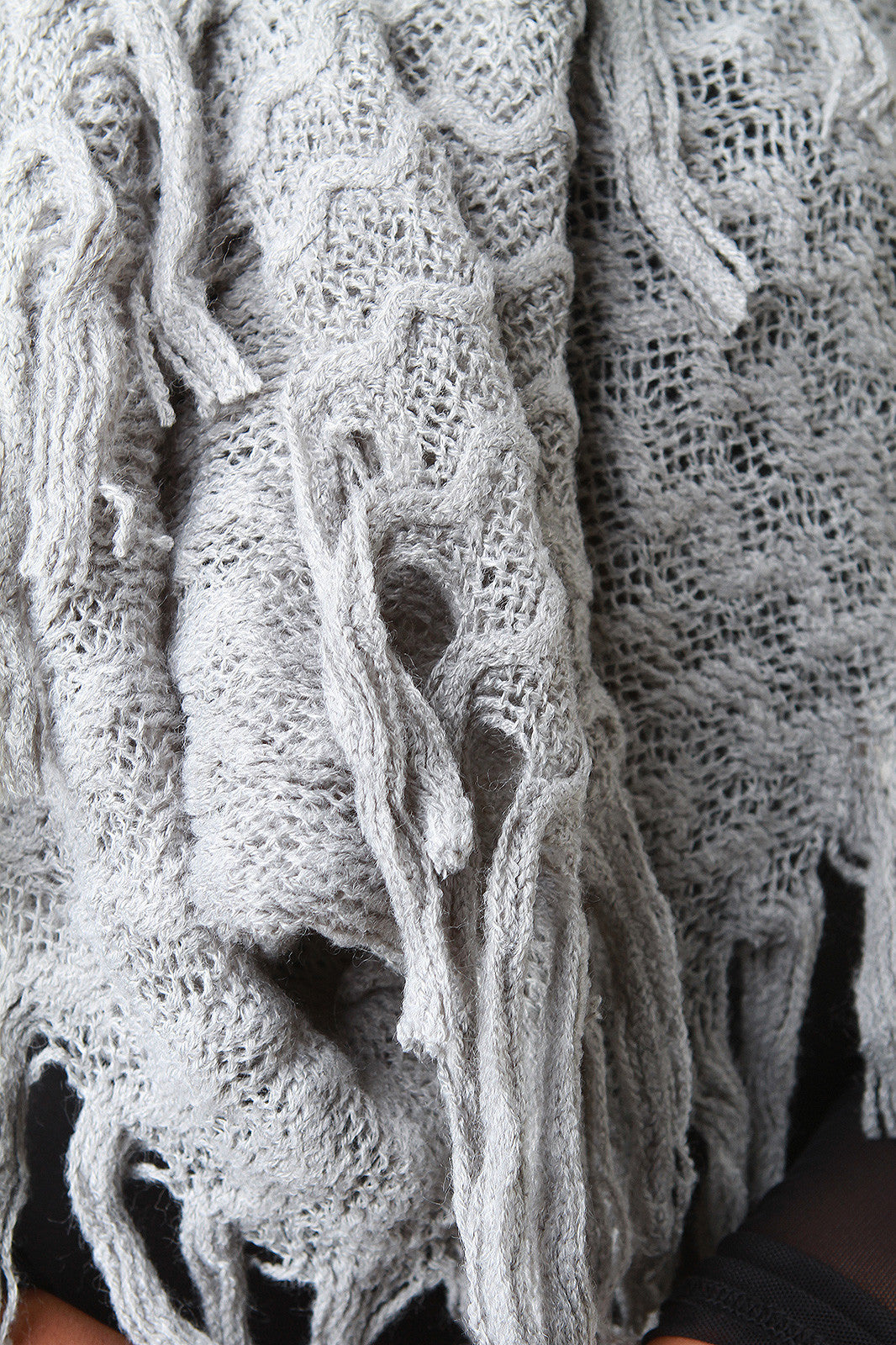 Zig Zag Textured Knit Fringe Infinity Scarf