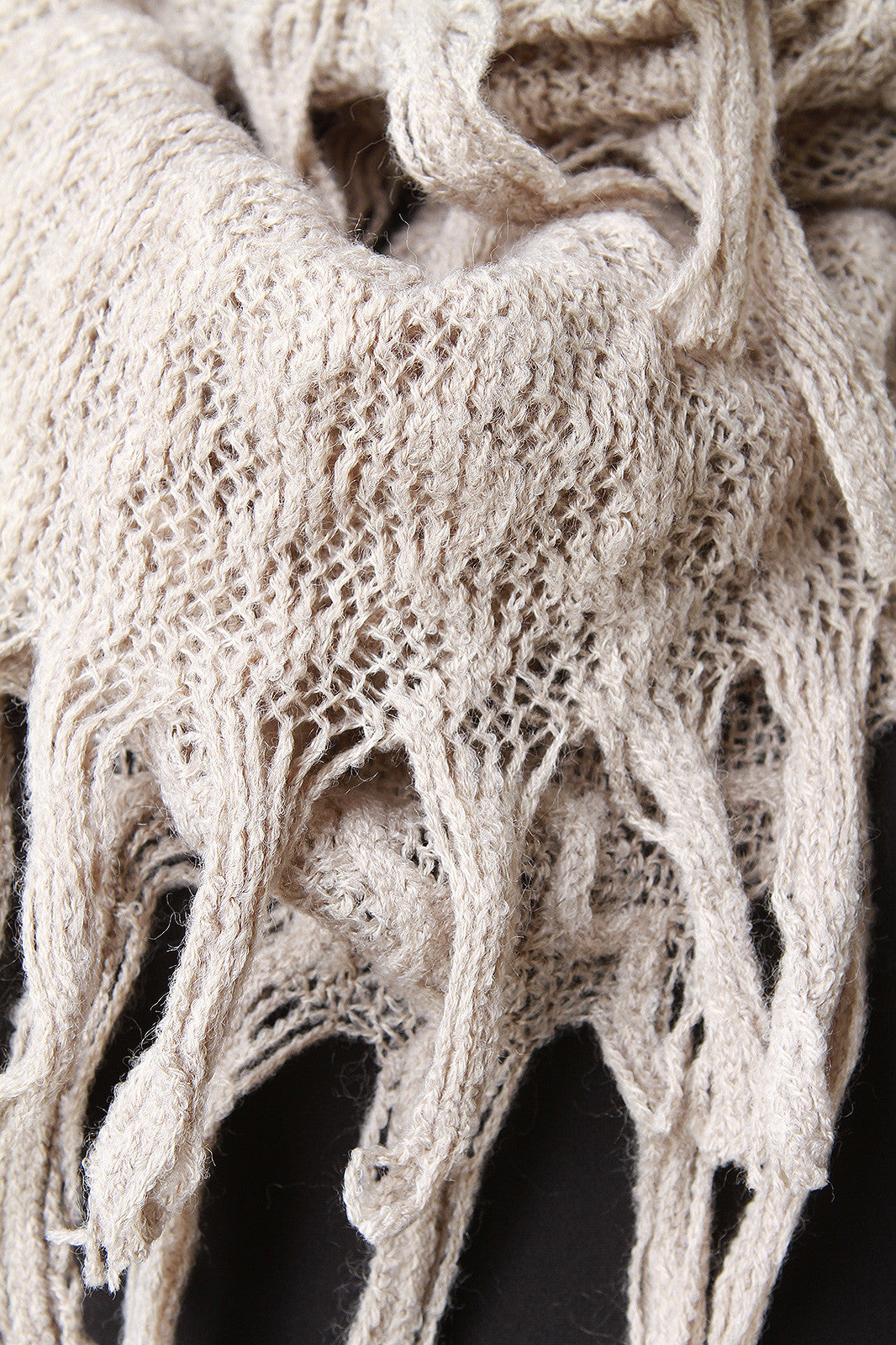 Zig Zag Textured Knit Fringe Infinity Scarf