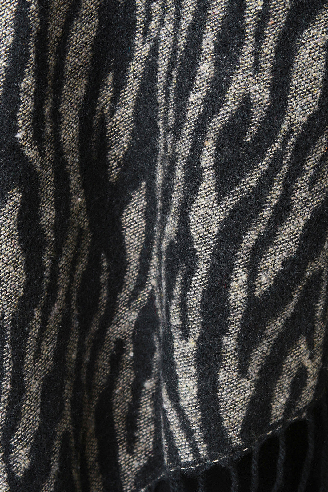 Woven Zebra Pattern Fringe Hem Poncho