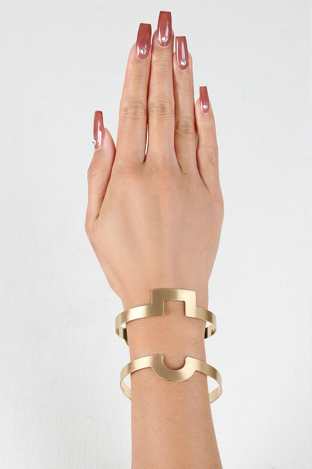 Brushed Metallic Half Shape Bracelet Set