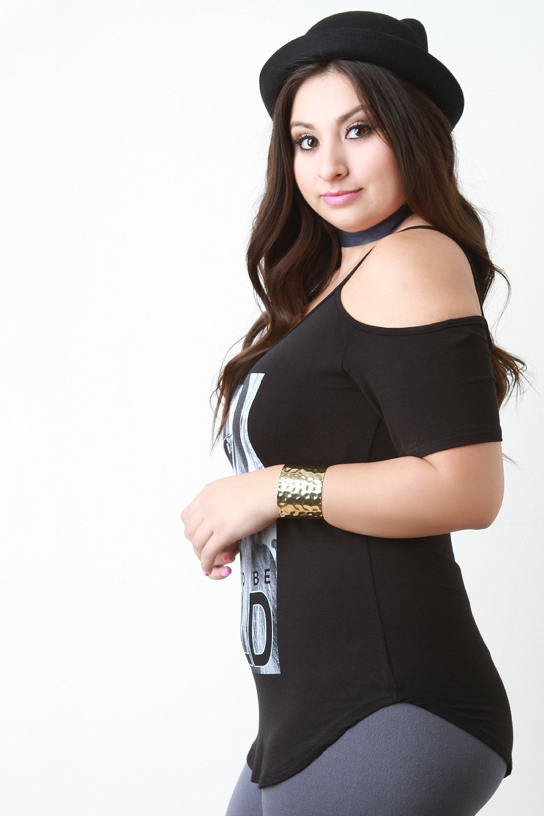 Born To Be Wild Graphic Print Cold Shoulder Tee