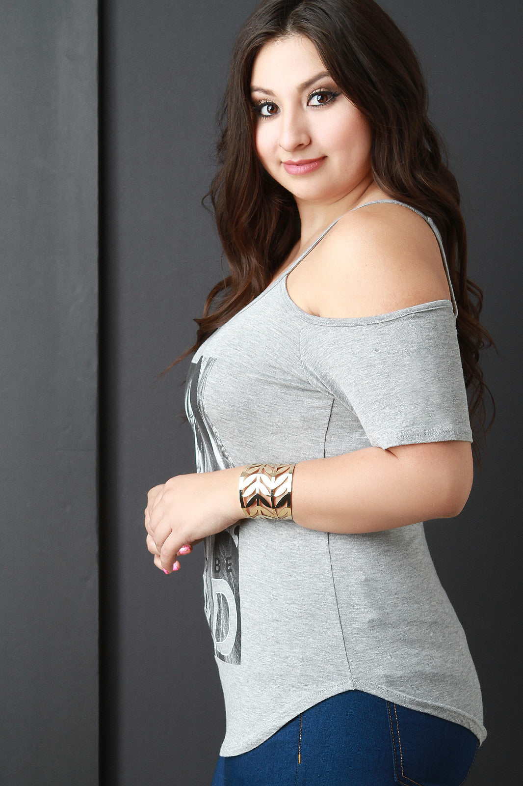 Born To Be Wild Graphic Print Cold Shoulder Tee