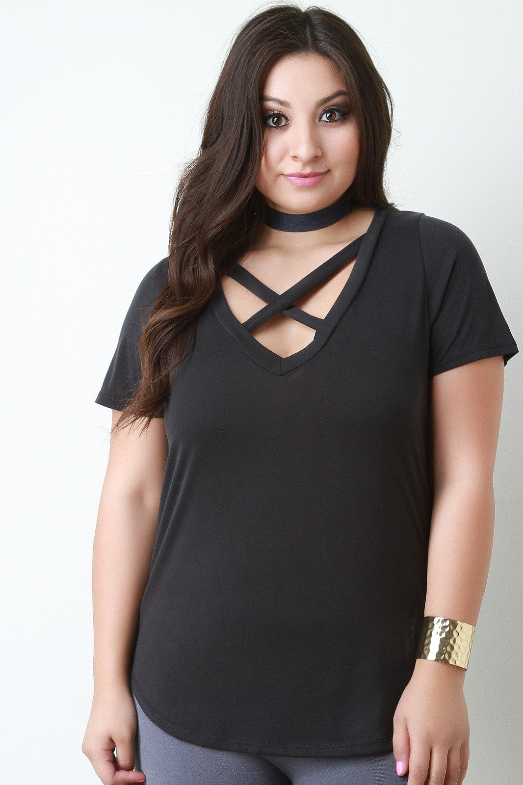 X V Neck Vintage Wash Tee