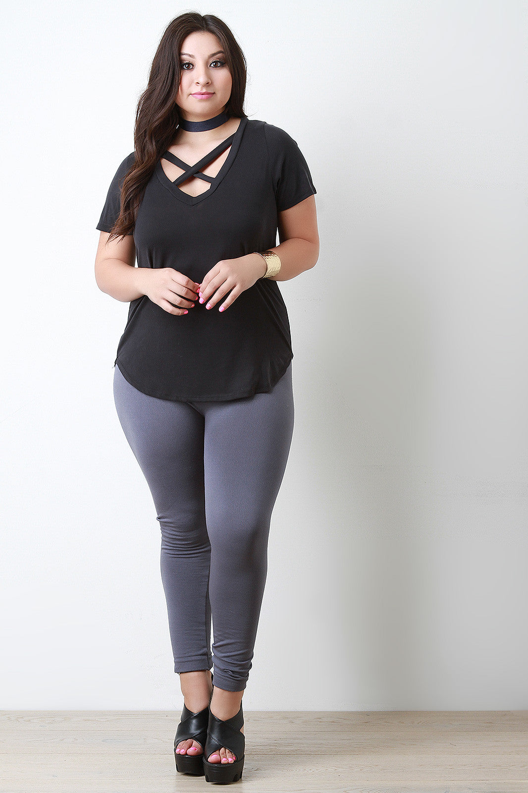 X V Neck Vintage Wash Tee