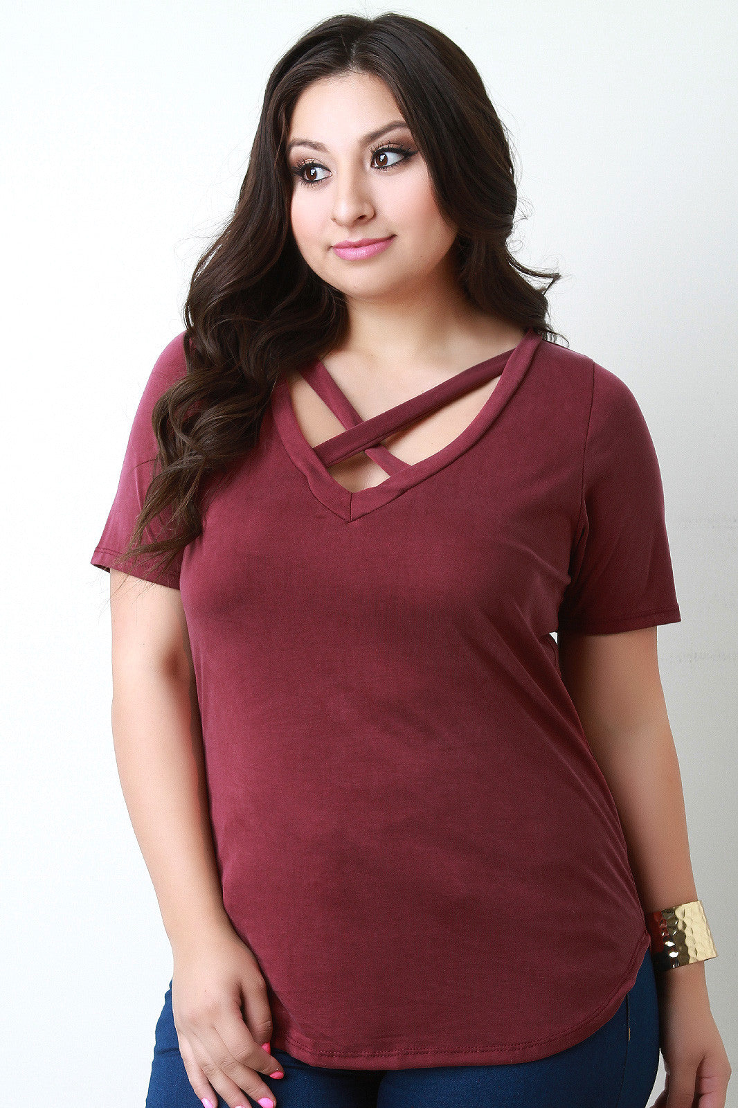 X V Neck Vintage Wash Tee