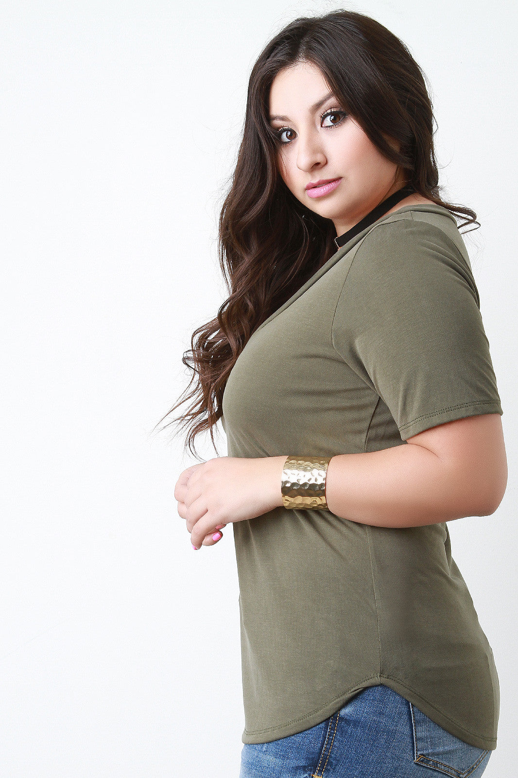 X V Neck Vintage Wash Tee