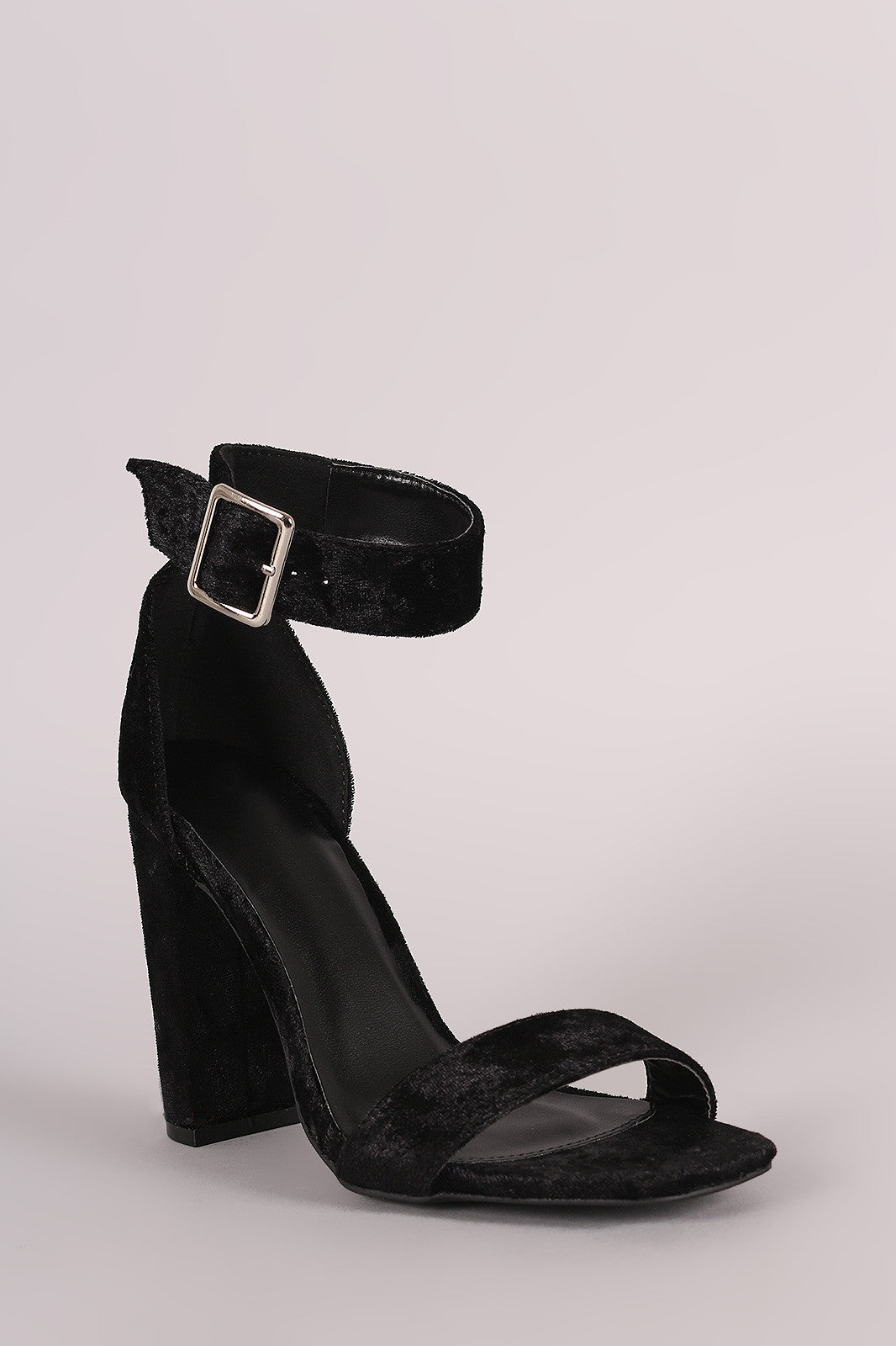 Wild Diva Lounge Velvet Open Toe Chunky Heel