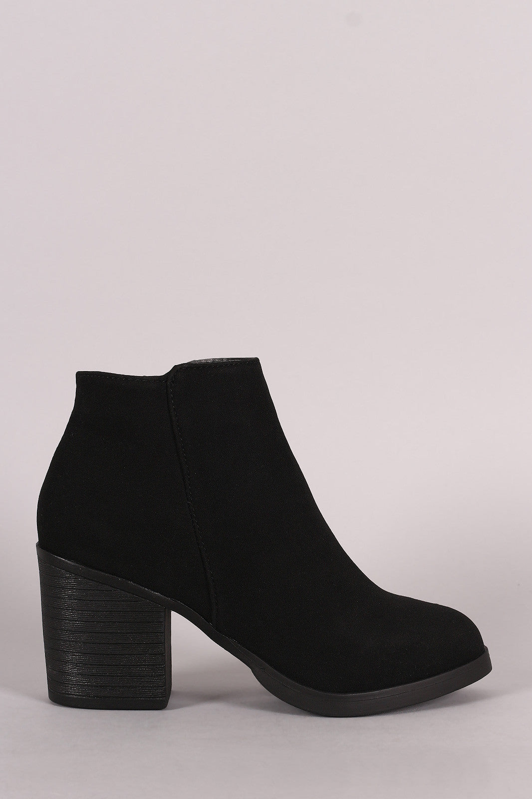 Bamboo Plain Suede Chunky Heeled Ankle Boots