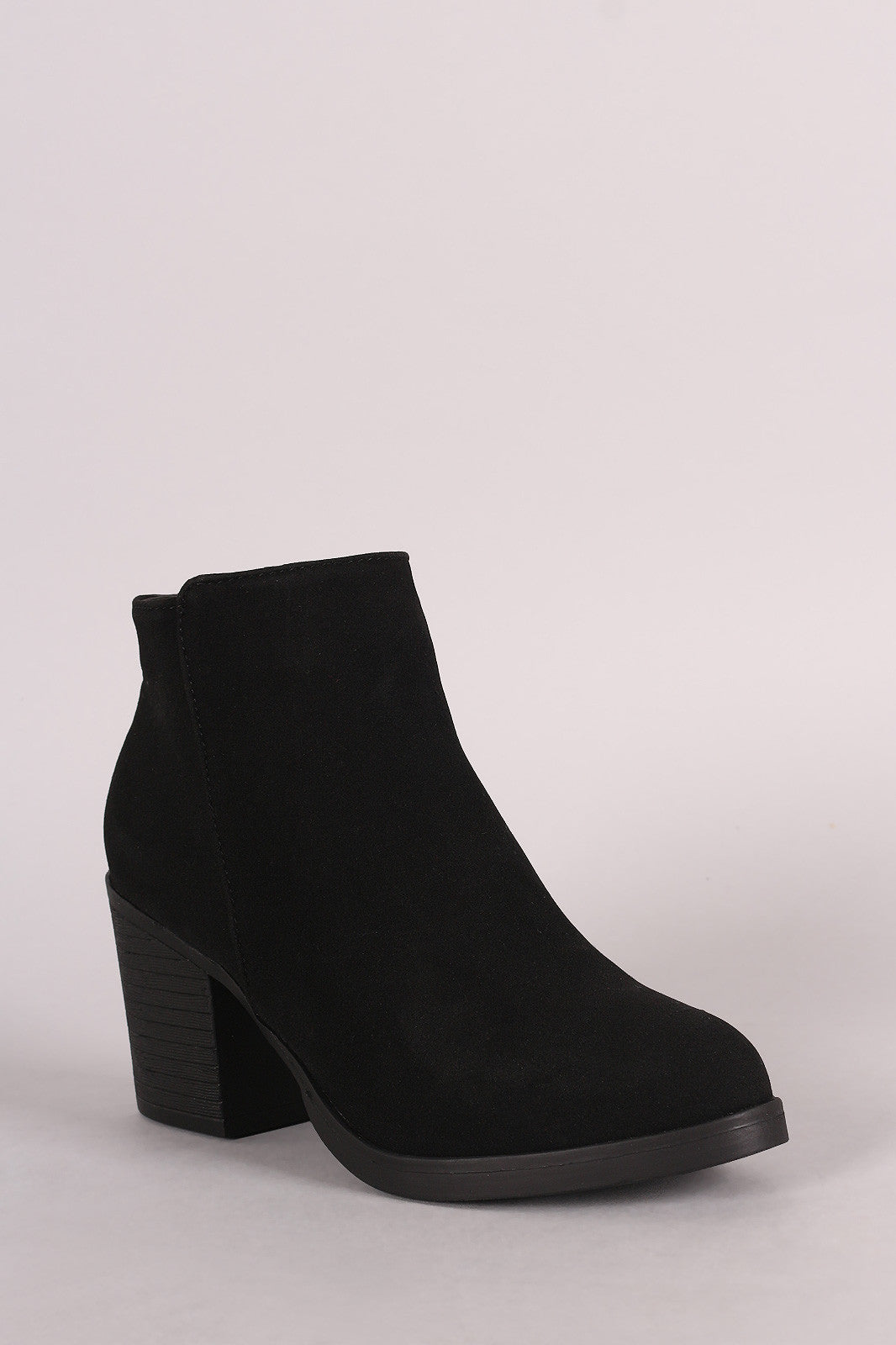 Bamboo Plain Suede Chunky Heeled Ankle Boots