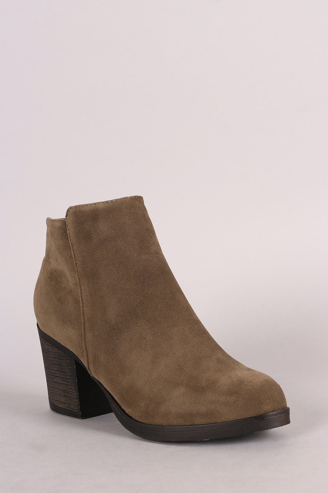 Bamboo Plain Suede Chunky Heeled Ankle Boots