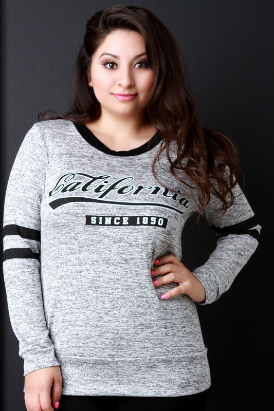 California Since 1850 Stripe Sleeves Sweater Top