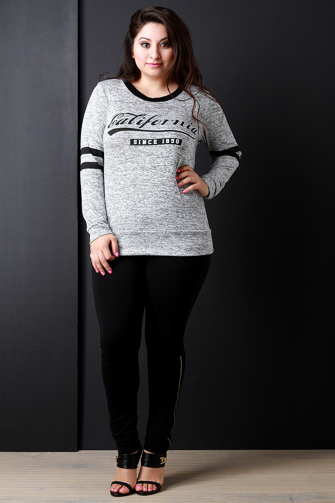 California Since 1850 Stripe Sleeves Sweater Top