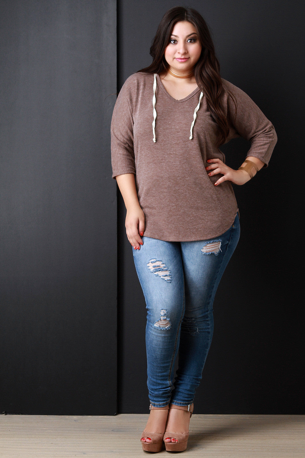 Casual Hooded Dolman Sleeve Sweater