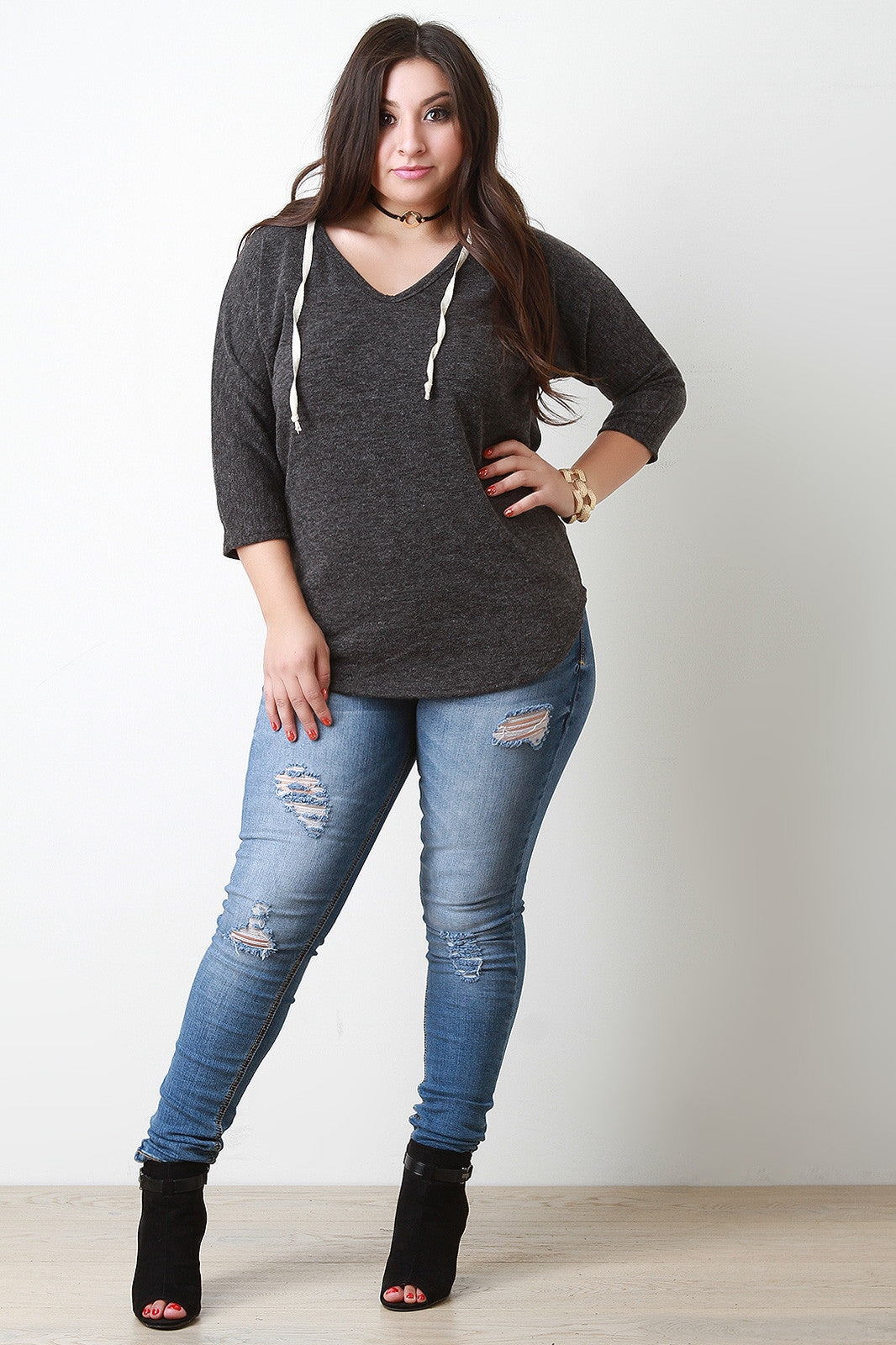 Casual Hooded Dolman Sleeve Sweater