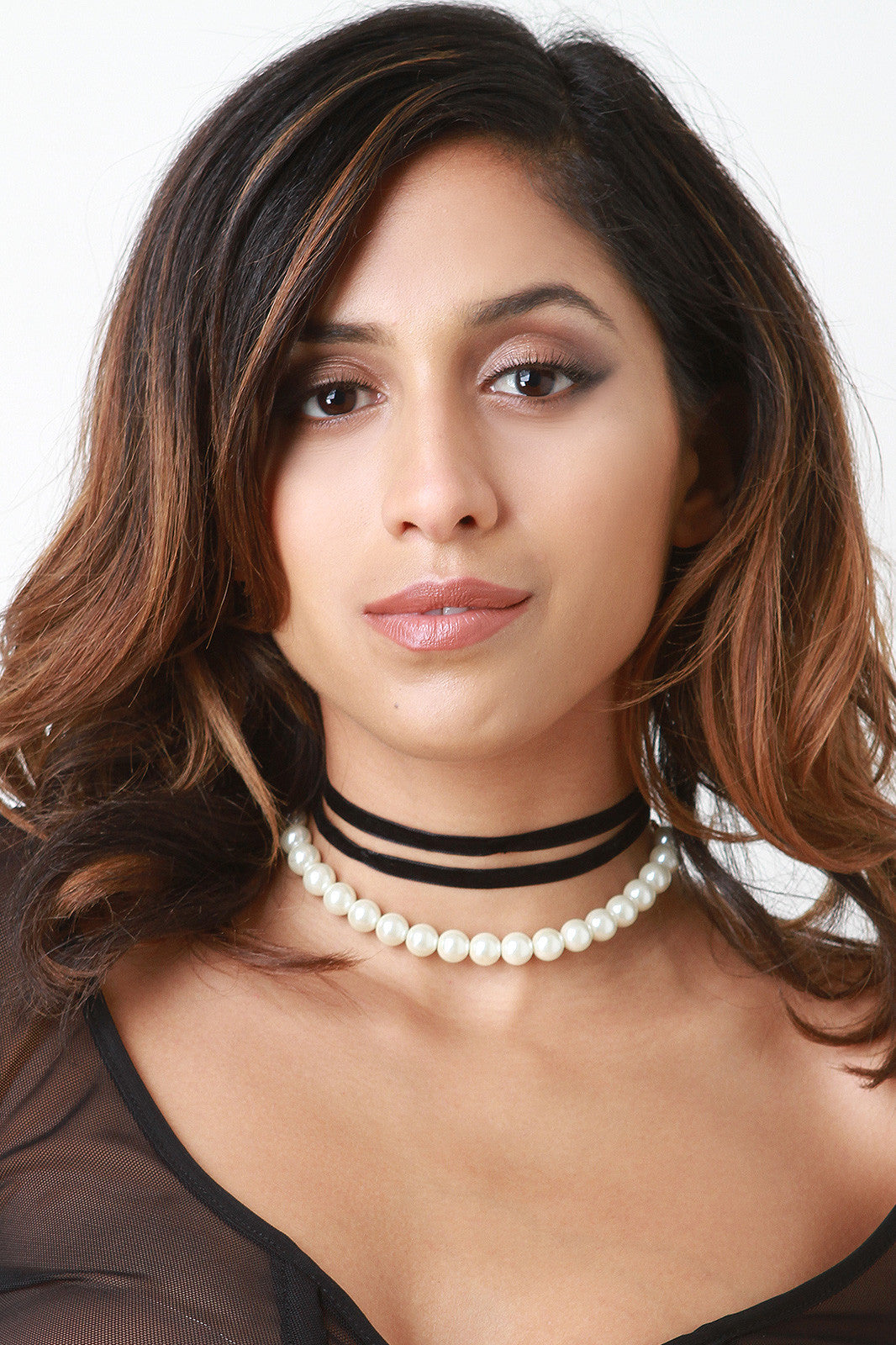 Wrapped In Velvet and Pearls Choker Necklace