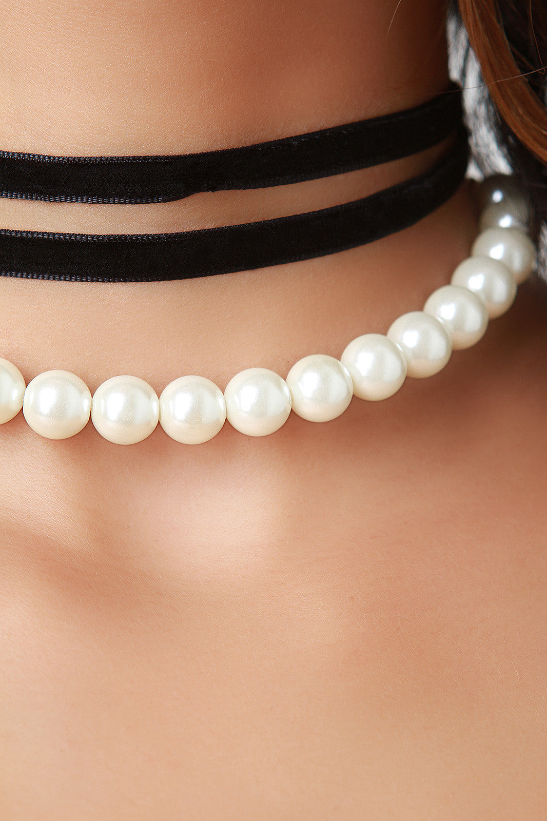 Wrapped In Velvet and Pearls Choker Necklace