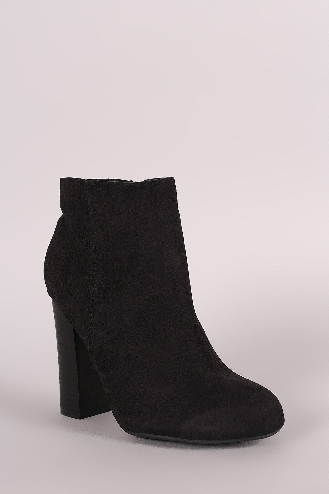 Bamboo Suede Chunky Heeled Ankle Boots