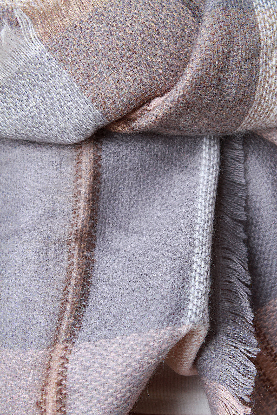 Woven Plaid Fringe Hem Blanket Scarf