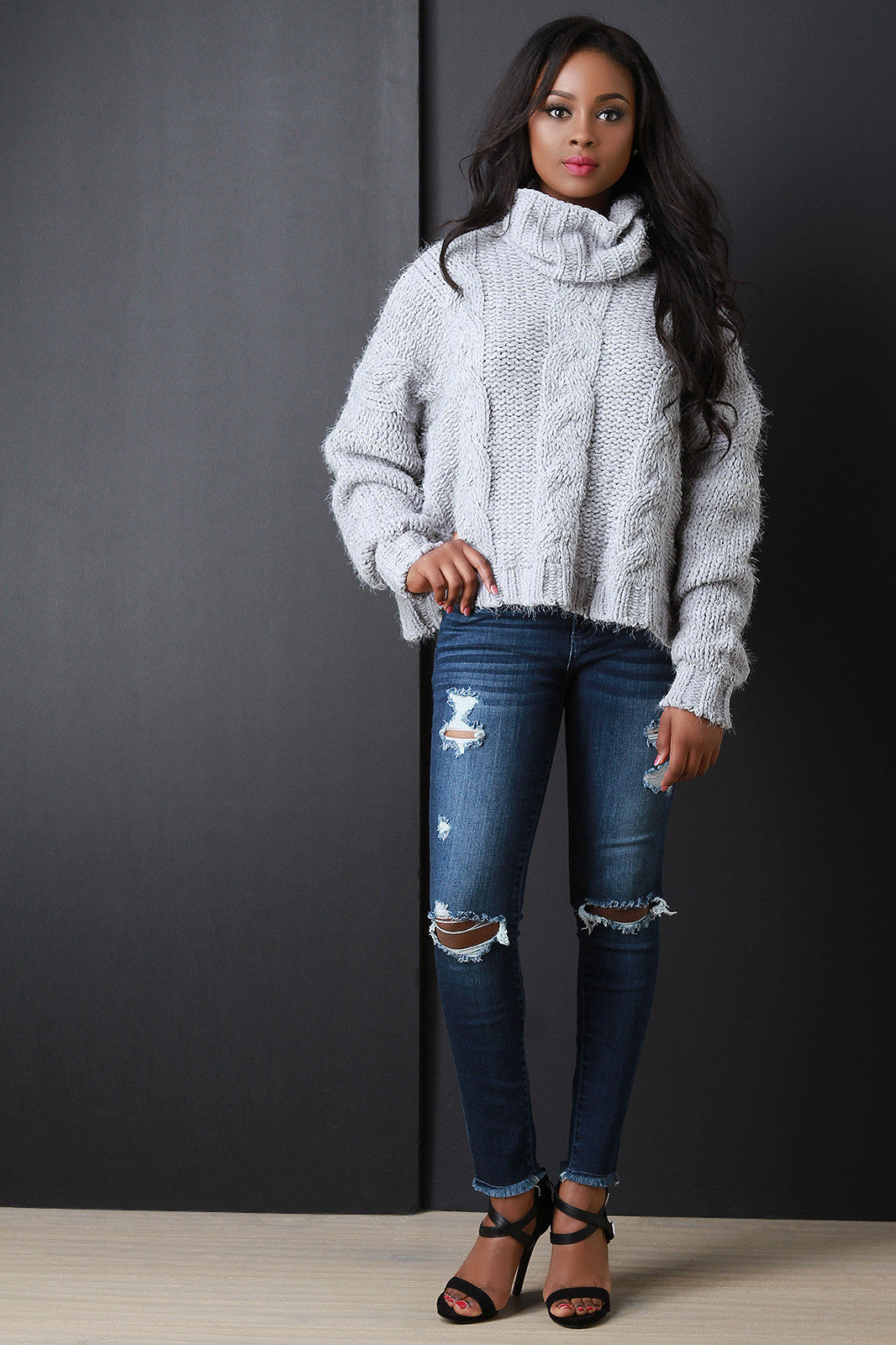 Cable Knit Turtle Neck Sweater