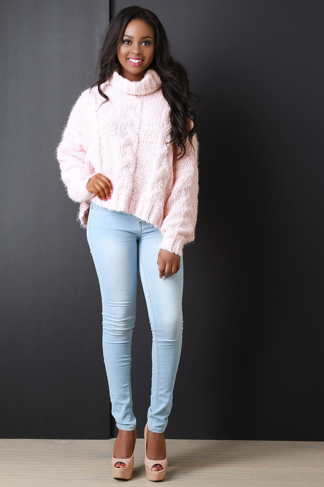 Cable Knit Turtle Neck Sweater