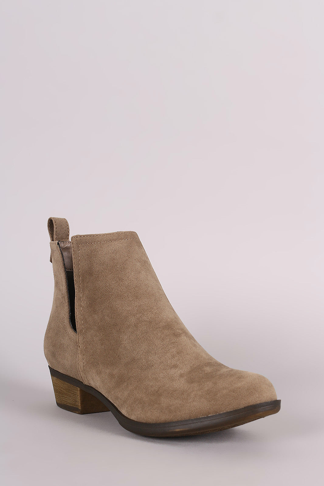 Breckelle Suede Side Cutout Cowgirl Booties