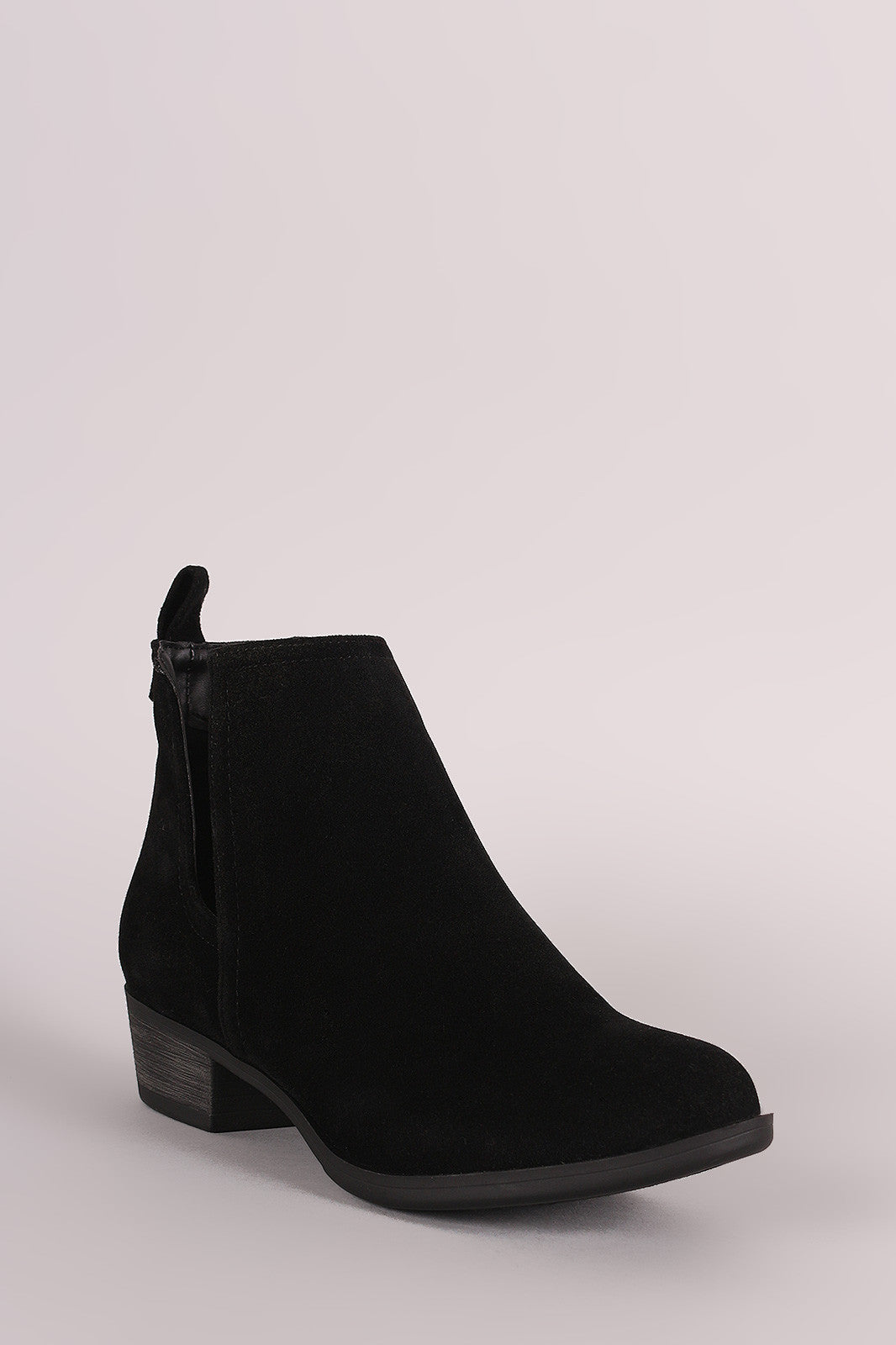 Breckelle Suede Side Cutout Cowgirl Booties