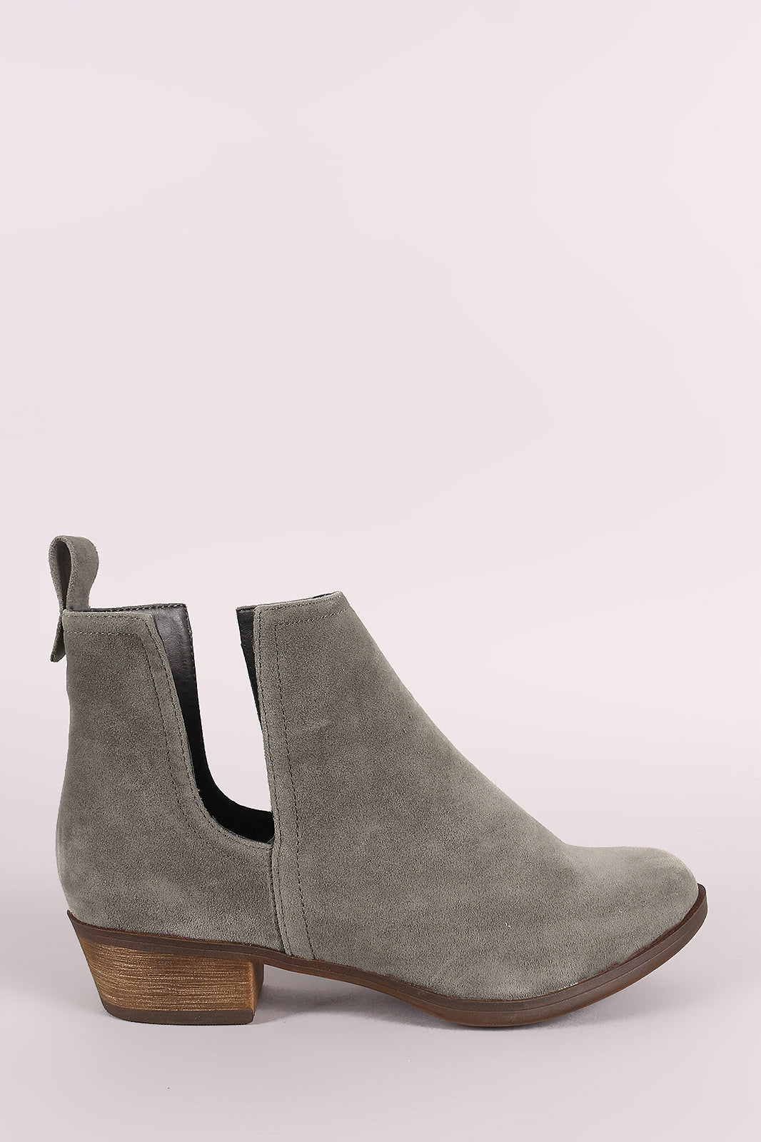 Breckelle Suede Side Cutout Cowgirl Booties
