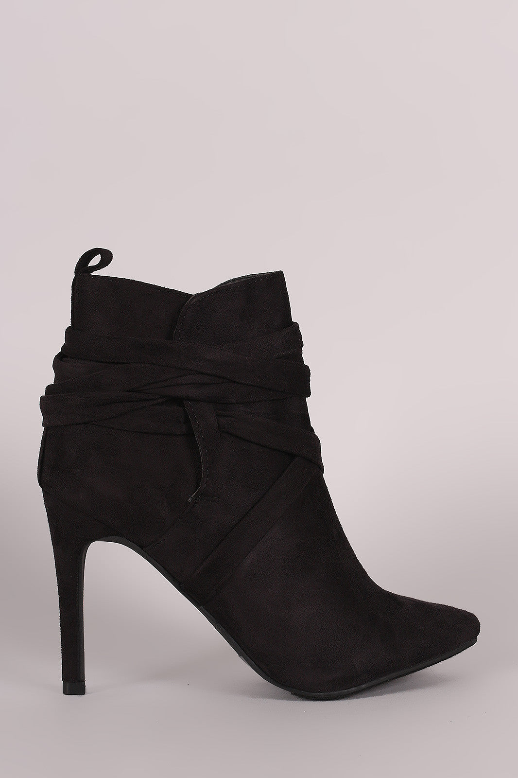 Breckelle Suede Pointy Toe Lace Up Ankle Boots