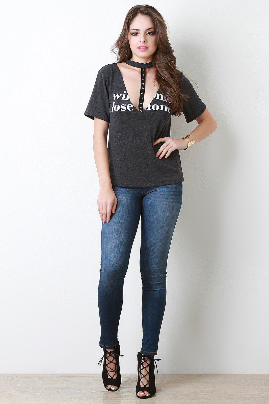 Win Some Lose Some Cut Out Collar Shirt