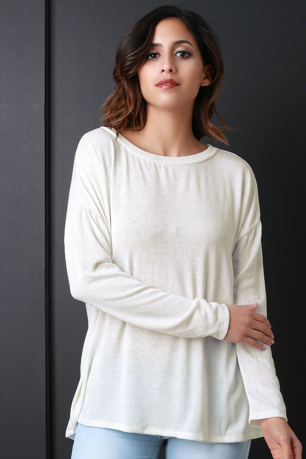 Zip Back Long Sleeves Sweater Top