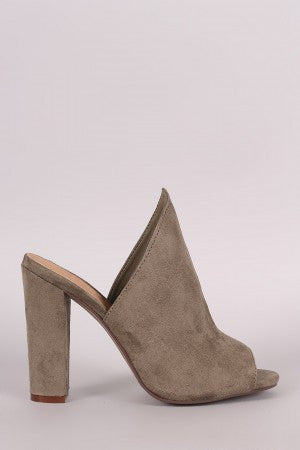Bamboo Suede Chunky Mule Heel