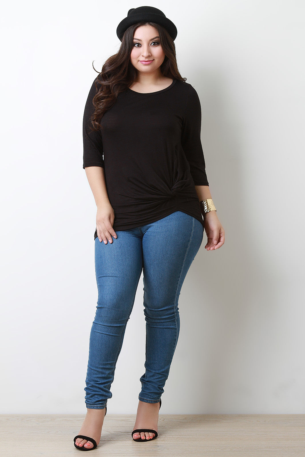 Casual Jersey Knit Knotted Twist Top