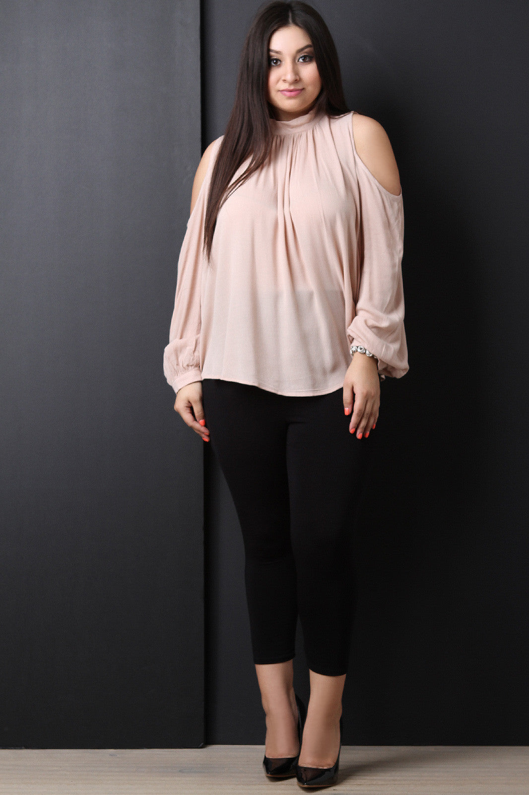 Bishop Sleeves Cold Shoulder Top