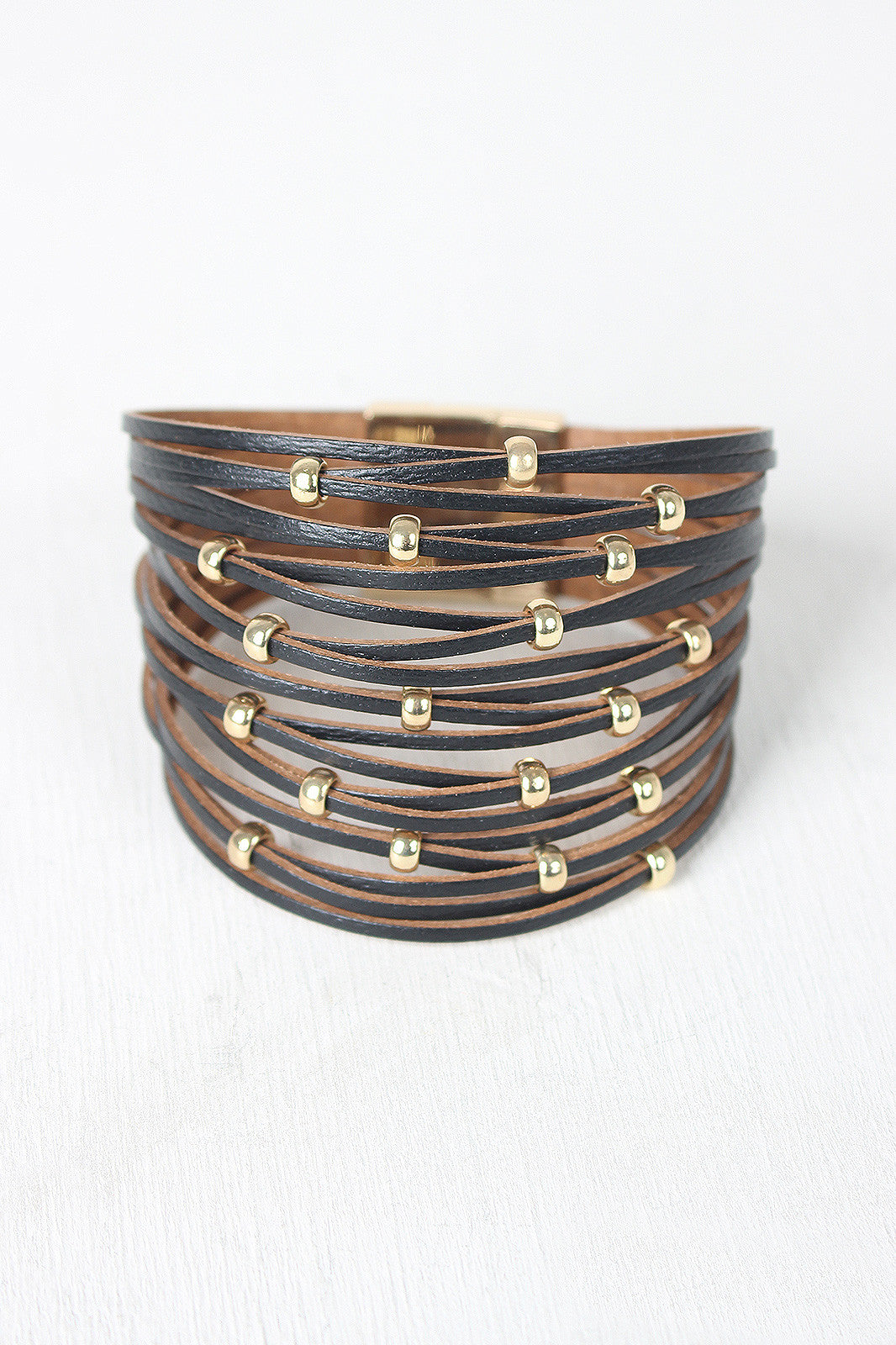 Beaded Vegan Leather Banded Bracelet