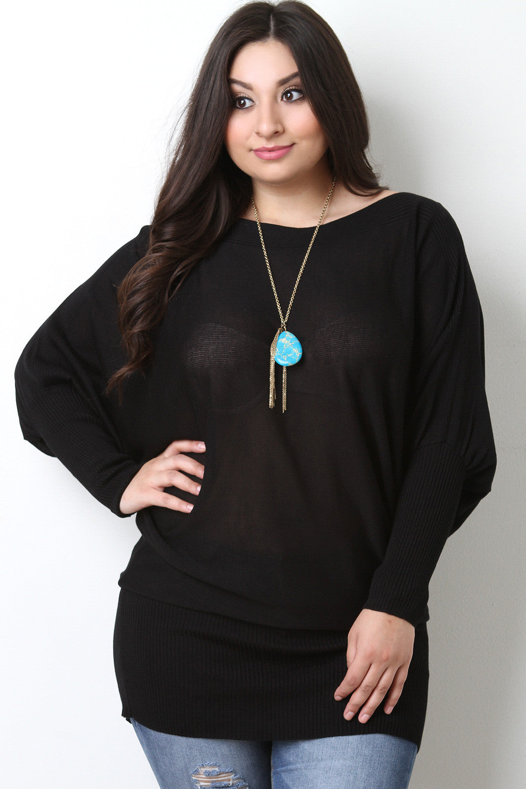 Boat Neck Dolman Sleeve Top
