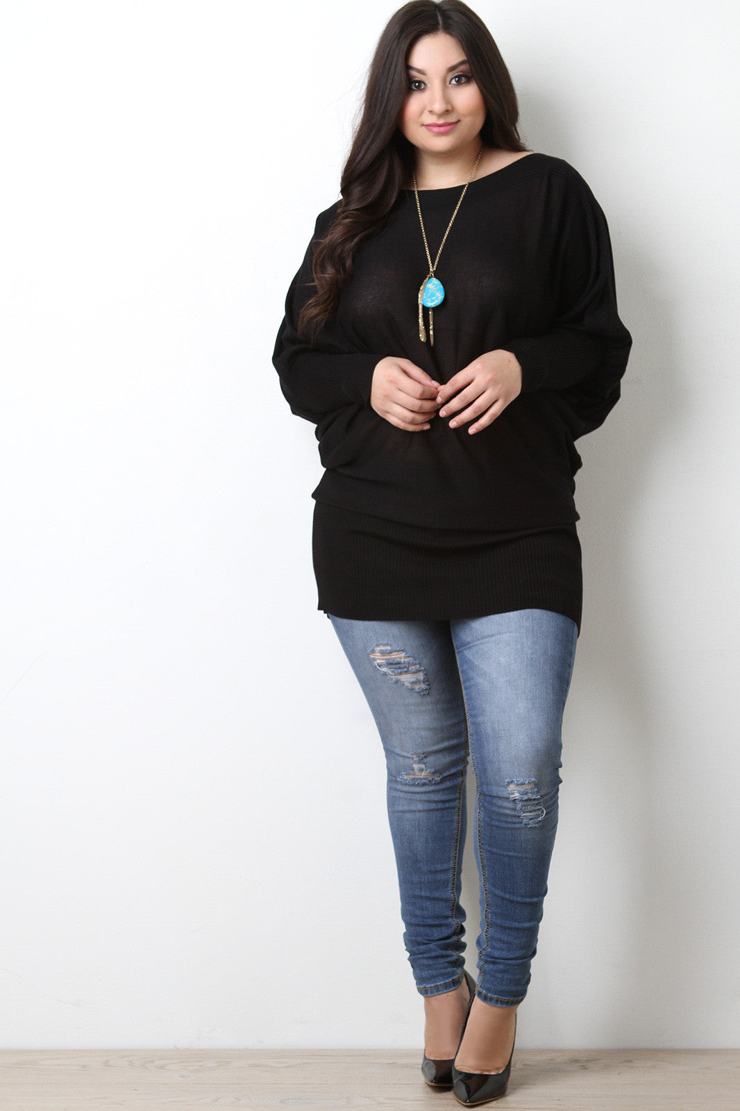 Boat Neck Dolman Sleeve Top
